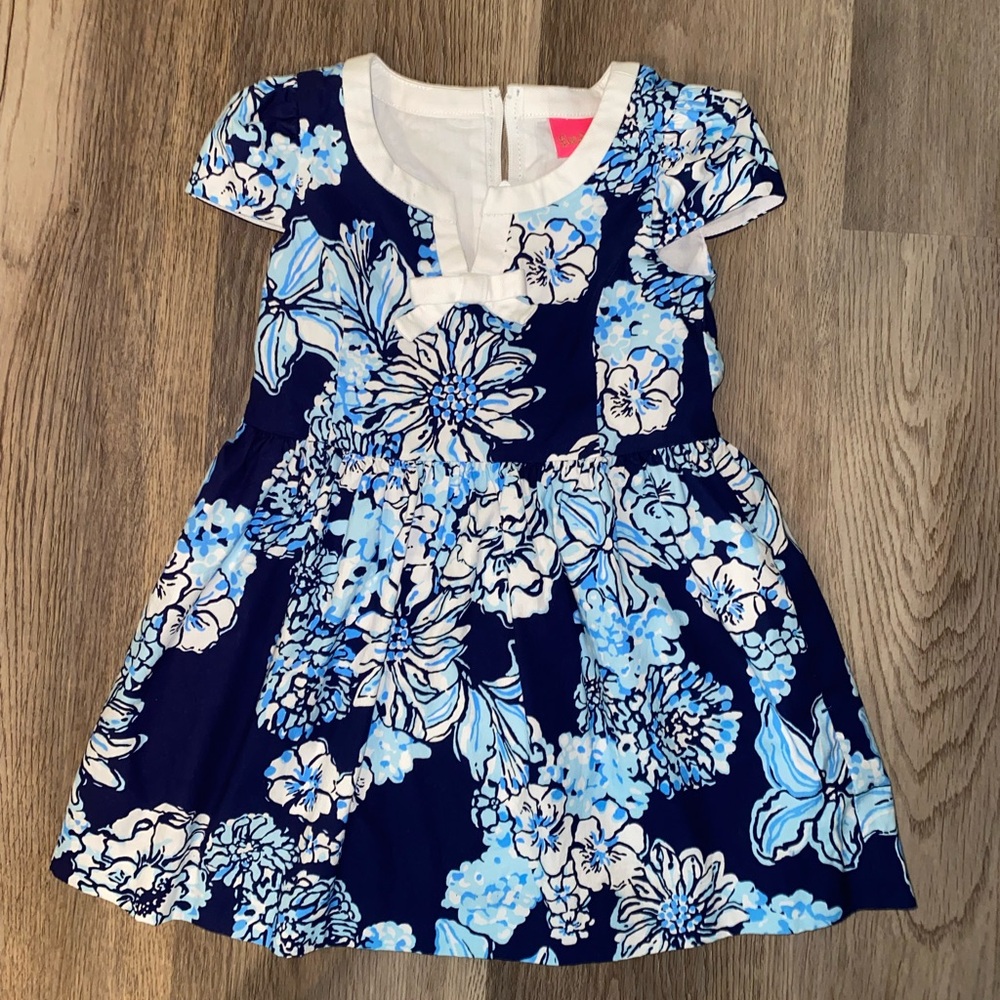 Lilly Pulitzer Girls Floral Easter Dress Blue Size 3